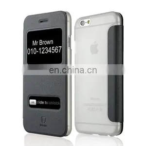 New Design Baseus Ultra-thin Leather Case With Caller ID Display for IPhone 6 thumbnail-1