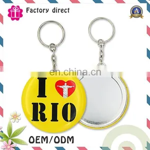 Round Shape Cheap Eco-friendly Custom Metal Keychain With Mini Size Mirror thumbnail-4
