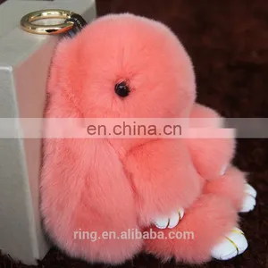 Christmas Gift Girl Bag Pendant Rabbit Jewelry Cute Mink Fur Rabbit Plush Keychain thumbnail-3