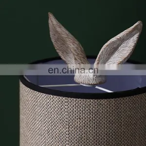 Unique Indoor Lighting Rabbit Animal Resin Base Cheap Modern Grey Table Lamps for Bedroom thumbnail-2