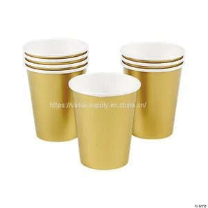 Solid Color Bronzing Rose Gold Party Tableware Disposable Paper Cups thumbnail-1