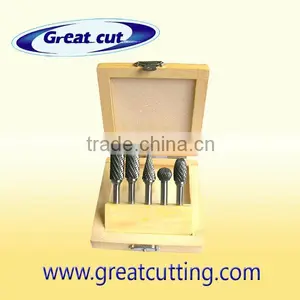 5 Pcs Carbide Burrs in Wooden Box thumbnail-1