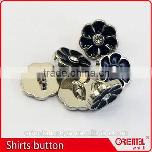 11.5mm Flower Rhinestone Enamel Plating Metalic Shirts Button thumbnail-4
