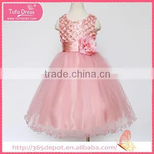 Off Shoulder Aquamarine Flower Ornament Dress for Ceremony Tulle Skirt Children Frocks Designs thumbnail-4