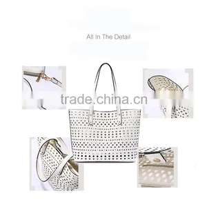 2016 New Design Hollow Out Genuine Leather Young Lady Tote Bag Women Handbag Shouder Bags for Women thumbnail-3