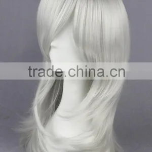 High Quality 55cm Medium Curly Nabari no Ou Wig Kurookano Shijima Silver White Wig Synthetic Anime Wig Cosplay Hair Wigs thumbnail-4