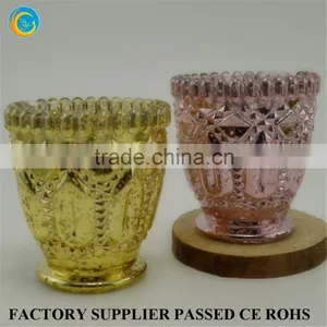 Embossed Design Colored Glass Candle Holder Popular thumbnail-5