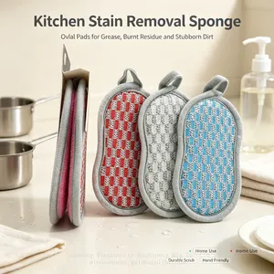 Kitchen Metal Scrub Cleaning Pads Durable Reusable Dish Washing Sponges for Home & Restaurant thumbnail-1