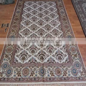 5'x8' Grey Background Persian Carpet Double Knots Handmade Cotton Carpet thumbnail-2