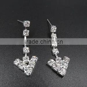 Top Fashion Double Layers Rhinestone Chain Bridal Necklace Set Wholesale thumbnail-3