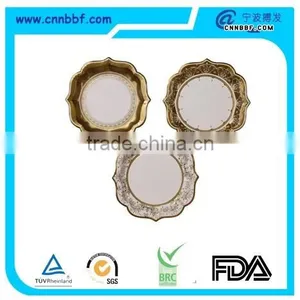 Luxury Lace Round Paper Plate With Golden Rim for Party Quality Choice thumbnail-1