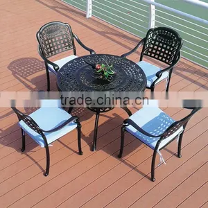 French Accent Round Classic Cast Aluminum Restaurant Dining Table and Chair Furniture thumbnail-2