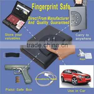 Wholesale- MS500 Micro Vault Biometric Fingerprint Hand Gun Safe With Key thumbnail-1