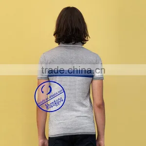 Custom 100% Cotton Stripe Polo Shirt for Men thumbnail-5