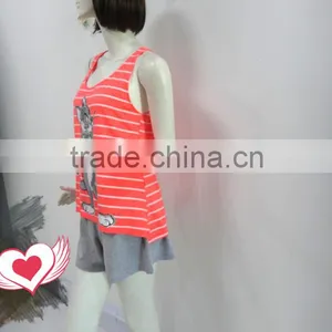 Lovely Tom Cat Stripe Sleeveless Pajamas Woman thumbnail-4