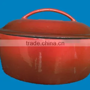 6QT Cast Iron Red Color Enamel Dutch Oven thumbnail-1