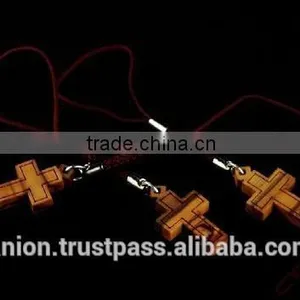 Olive Wood Cross Key Chain thumbnail-1