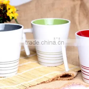High Quality Stoneware Tea Mug With Unique Handle From China thumbnail-1