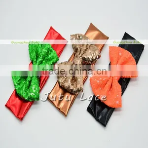 Beautiful Fancy Baby Knit Headbands With Bows - Glitter Sequin Bow With Shiny Elastic Hairbands thumbnail-4