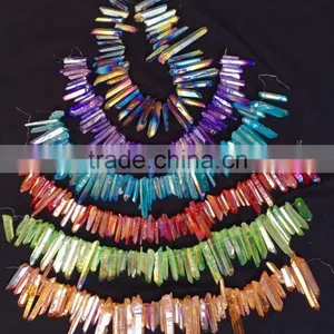 Newest Handmade Colourful Aura Quartz Crystal Necklace for Healing thumbnail-1