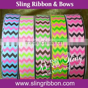 High Quality 2-1/2" Chevron Grosgrain Ribbon thumbnail-1