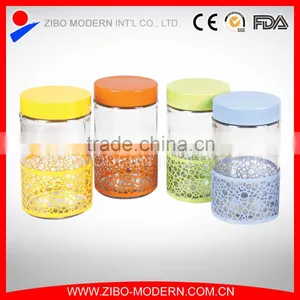 Steel Coating Glass Spice Jar Glass Canister Glass Storage Jar thumbnail-1