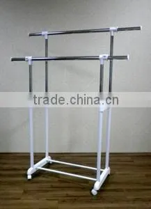 Double Adjustable Height& Double Bar Clothes Hanging Stand Garment Rack thumbnail-1