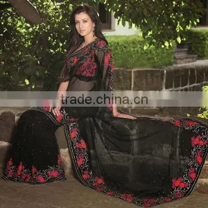BLACK NET SAREE ONLINE thumbnail-1
