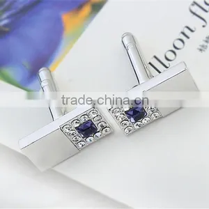 2016 Wholesale Shiny Silver Copper Cuff Links Shirts Mens Square Crystal Cufflink Jewelry thumbnail-6