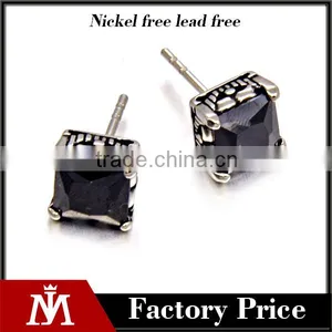Square With Black Restone Earrings Stainless Steel Hot Sell Earrings thumbnail-1