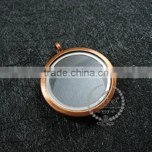 30mm Copper Red Vintage Style Alloy Round Photo Locket Vintage Style Fold Photo Locket Pendant Charm 1110025 thumbnail-2