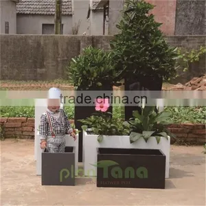 High Quality Square Glazed Black Glass Fiber Flower Pot thumbnail-5