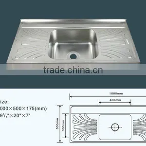 Layon High Quality Stainless Steel Sink Single Bowl Double Drainer thumbnail-1