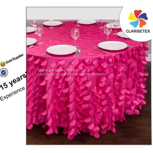 Round Satin Petal Embroidered Wedding Table Cloth thumbnail-4