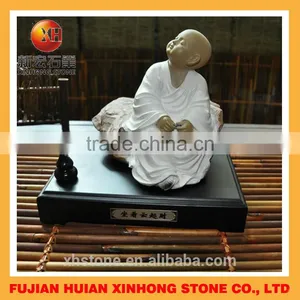 Cute Thinking Little Granite Monk Statue Home Deco Table Decoration thumbnail-1