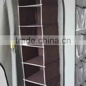 Household 6-Shelf Hanging Closet Organizer, Brown thumbnail-2