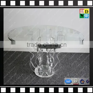 Custom Design Plexiglass High Transperant Acrylic Dining Table From China Wholesale Price Vanity PMMA Lucite Coffee Table Base thumbnail-2
