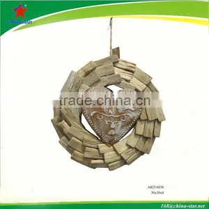 Wooden Wall Decor With Iron Heart thumbnail-1