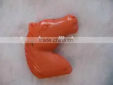 Wholesale 20-35mm Orange Horse Head Carved Natural Coral Pendant thumbnail-1