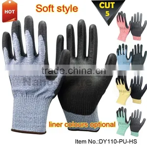 NMSAFETY 13 Gauge Soft Liner With pu Coated Cut Working Gloves thumbnail-1