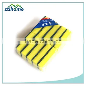 High Quality Green Scouring Pad With Sponge for Kitchen thumbnail-2
