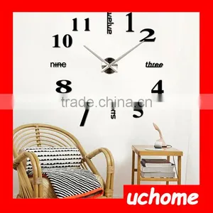 UCHOME Modern DIY Number Wall Clock 3D Mirror Surface Sticker Home Room Decor Art Silver thumbnail-3