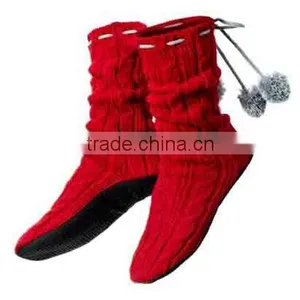 Women Pompom Warmer Indoor Slipper Socks thumbnail-1