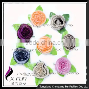 CX-A-33 Genuine Rex Fur Flower Brooches thumbnail-1