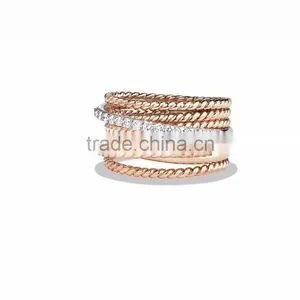 Two Tone Plated CZ Studded Ring thumbnail-1