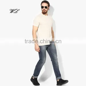Men Fitted Blank Bulk 2017 Wholesale Knit T-shirts Stylish Plain T-shirt thumbnail-4