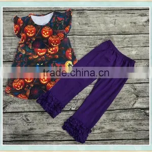 Wholesale Children's Boutique Clothing Pumpkin Picture Print Baby Girl Outfit Halloween Clothes thumbnail-1