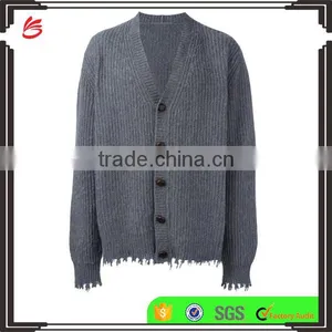 Top Selling High Quality Customed Printing Mens Grey Cardigan Mens Sweater Design With Buttons Closure thumbnail-1