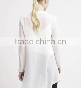 Basic Long Section White t Shirt Long Sleeve Fashion Casual Tunic thumbnail-3