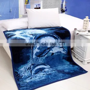 Animal Motifs Flat Screen Printing Flannel Blanket Seriers NO.3 Dolphin thumbnail-1